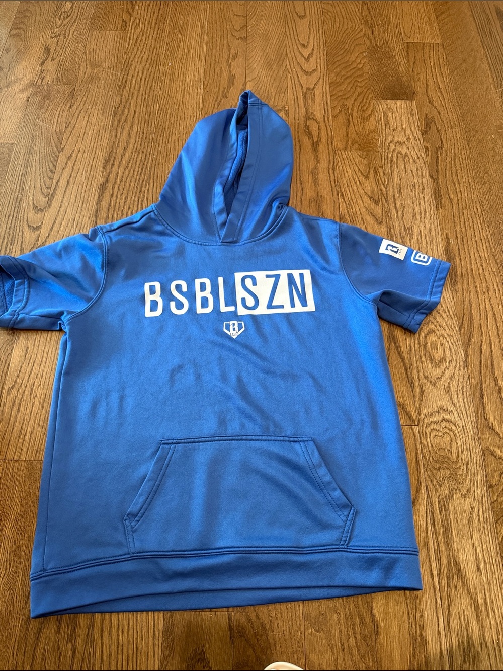 BSBL SZN Kids' Blue Short-Sleeve Hooded Pullover
